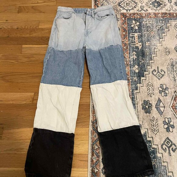 colorful jeans and half bleached jean jacket - Picture 2 of 6